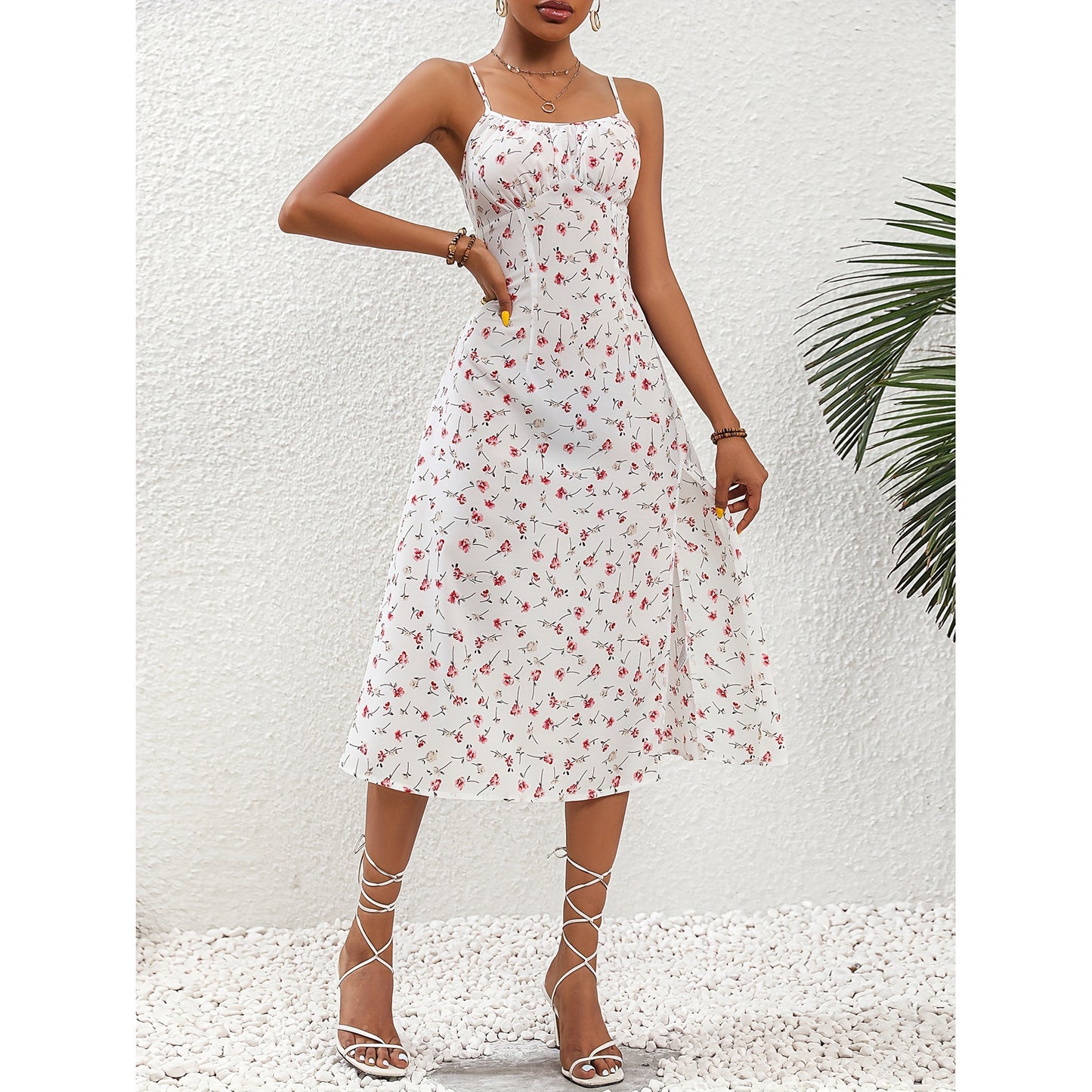 Dot Delight Slit Maxi Dress