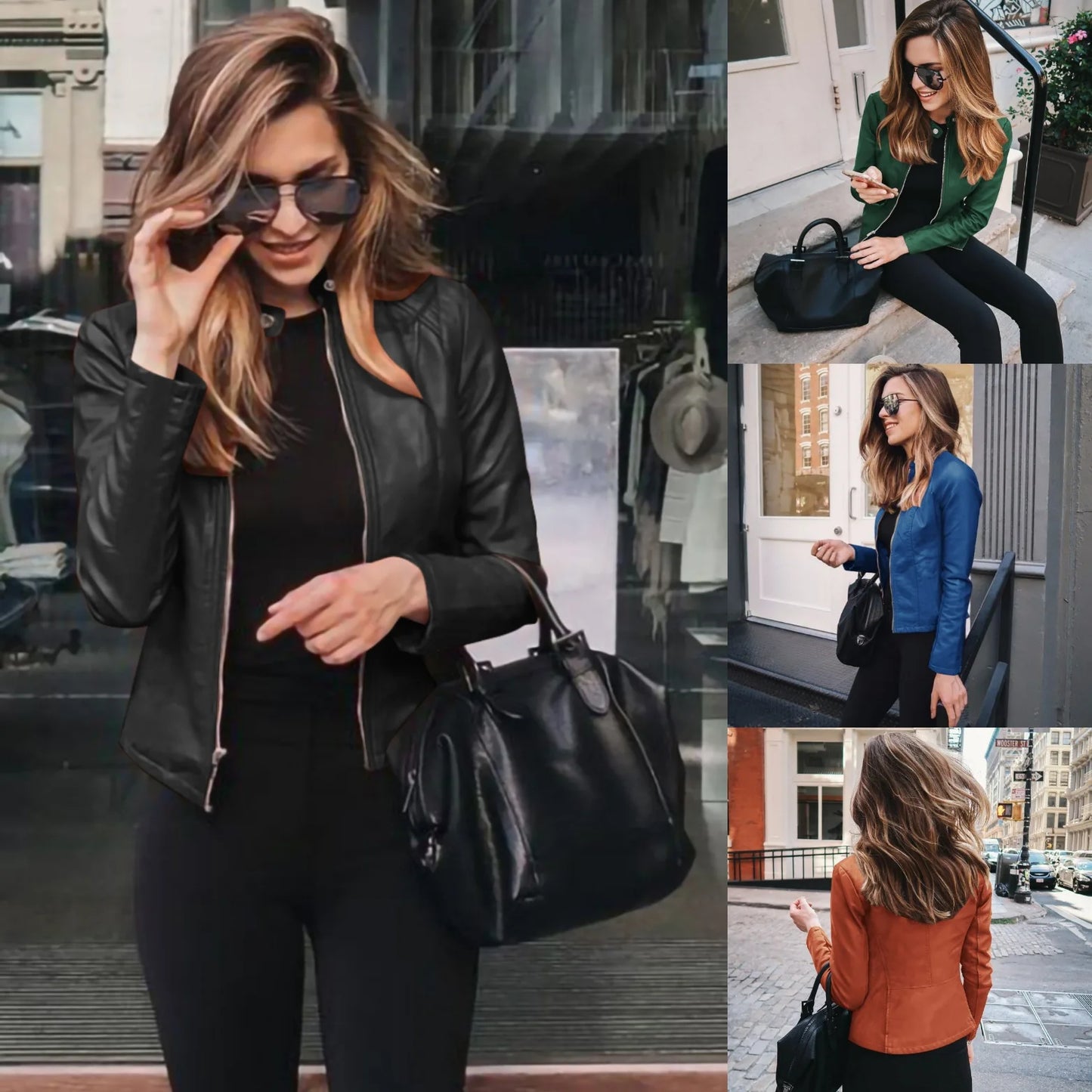 Women Leather Bomber Jacket