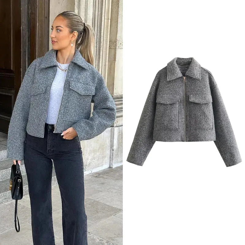 TRAF Autumn Cropped Jacket