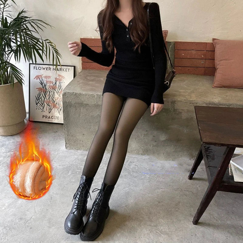 Translucent Elastic Thermal Leggings