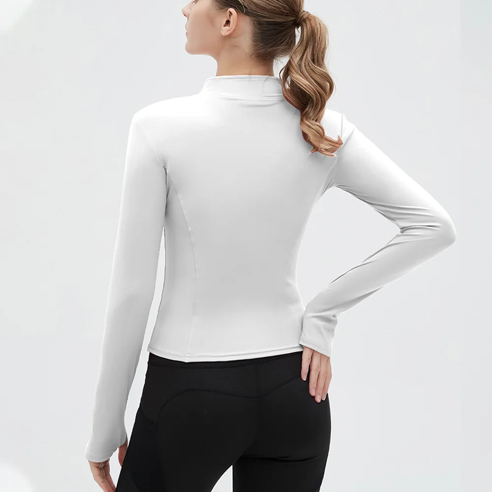SUOTF Long Sleeve Yoga Shirt Women Zip Fitness Yoga Shirt Winter Warm Gym Top Activewear Running Coats Yoga Shirt Woman
